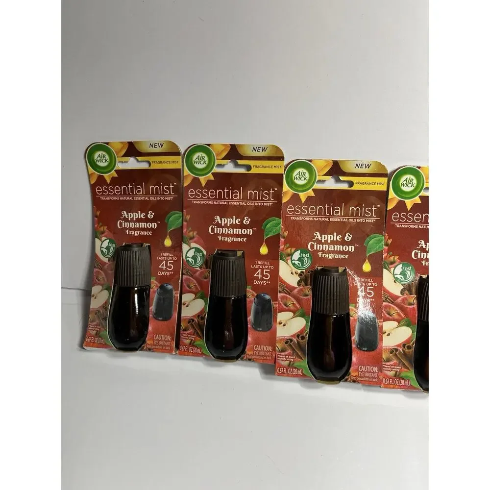 New Air Wick Essential Mist Warm Apple & Cinnamon Oil Diffuser Refill Lot Of 5